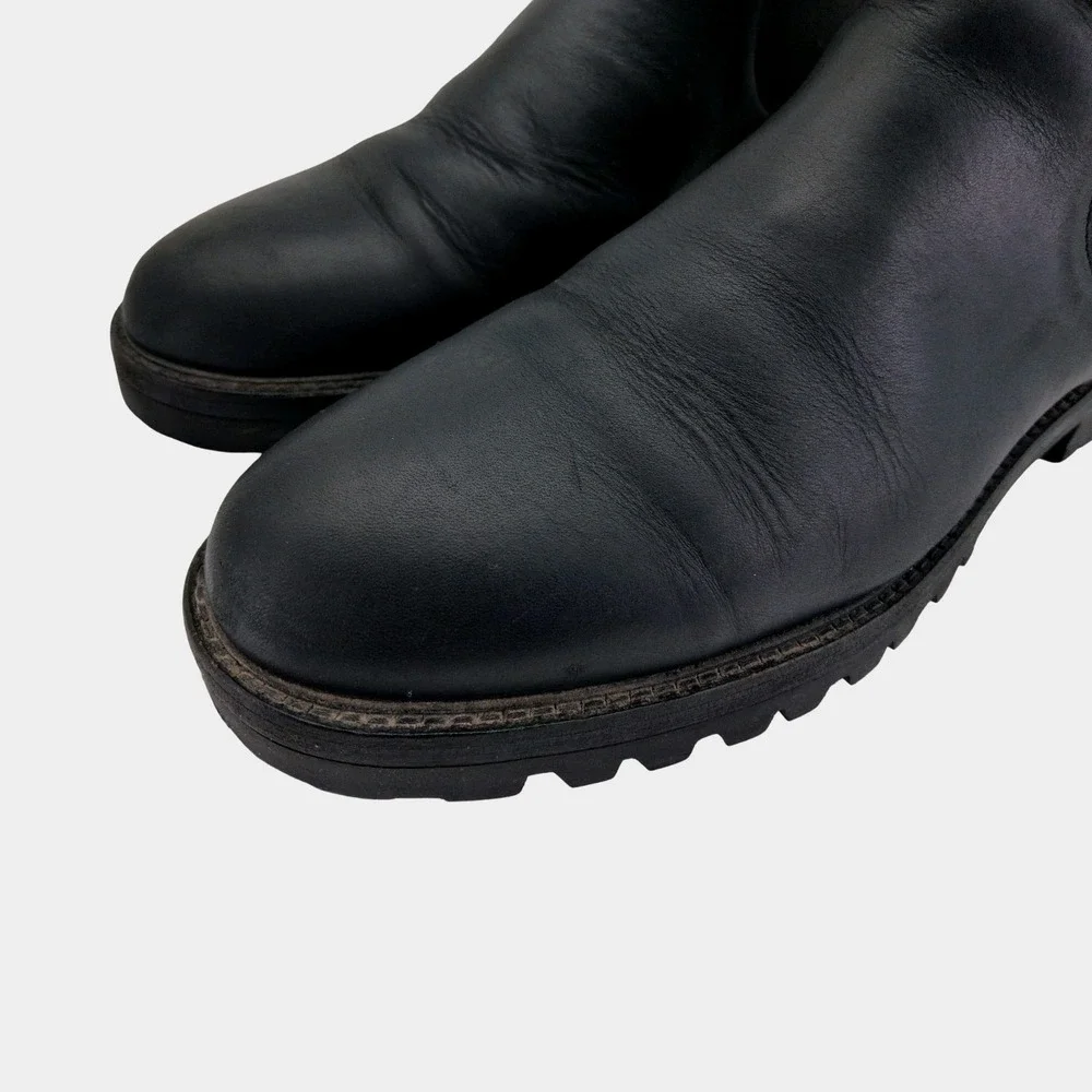 Patina Chelsea Boots Mens Size 9.5 Black Leather Pull On Ankle Casual Lug Sole